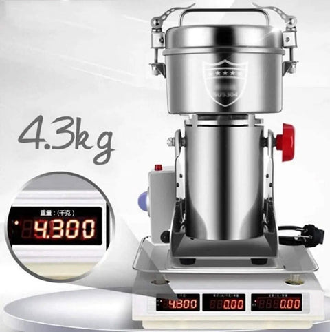 Electric Grain Mill Machine For Home And Small Biz, 4.3kg stainless steel construction, digital control display, commercial grade
