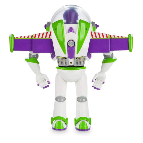 Totally Tubular Buzz Lightyear Interactive Talking Action Figure featuring 11 authentic voice lines, showing animated wings and flexible joints.