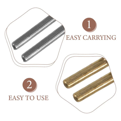 Two heavy duty umbrella skeleton rivets in silver and gold for quick shutter and frame repair, easy DIY kit detail.