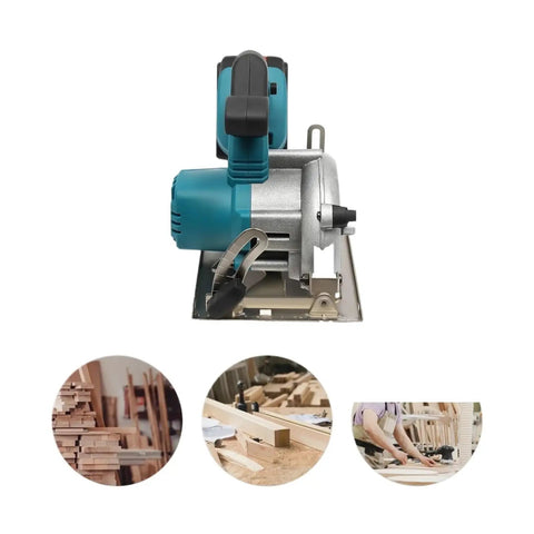 Forget The Cords Grab This 5 Inch Rechargeable Circular Saw Built Heavy Duty For Cutting Plywood Thin Metal And Plastic A Smooth Operator For DIY Home Projects, front view of saw.