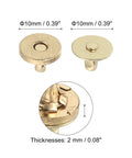 Slick Badass Metal Snap Buttons For Leather And Fabric Projects Mini 10mm Press Studs With Dead Easy Setup Ideal For Diy Wallets Canvas Bags And Pouches Pack Of 16 showing gold press studs in two designs.