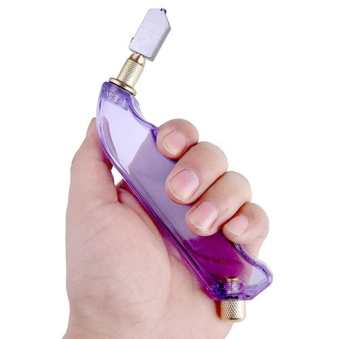 Professional Pistol Grip Oil Feed Glass Cutter With Tungsten Carbide Wheel Stained Glass Cutting Tool, handheld and ergonomic design.