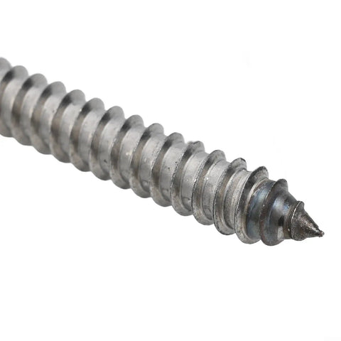 Pro Grade M10 Hanger Bolts A2 Stainless Steel With Epdm Weather Seal And Preassembled Aluminum Rail Mounting Kit For Solar Pv Panels On Metal Wood Roofs Quick And Slick Install close-up image of stainless steel screw with thread detail