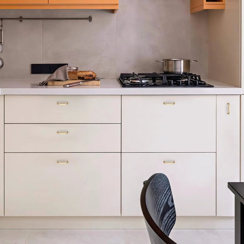 Modern kitchen with 20 Pack 3 Inch Champagne Bronze Cabinet Handles Solid Zinc Alloy Pulls For Kitchen And Bathroom Dresser And Closet Cabinets Hardware Durable Finish Provides Smooth Operation And Timeless Style Across Modern Cabinets installed.