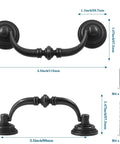 Killer Vintage Black Zinc Alloy Drop Bail Cabinet Pulls Set Of Six With Full Hardware Kit Perfect For Kitchen Cabinetry And Furniture Makeovers Slick Smooth Finish Upgrade, 4.5 inch and 3.5 inch sizes
