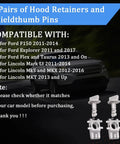 Five Pairs Engine Cover Retainers And Shield Thumb Pins With Screws And Nuts Replacement Clips That Drop In And Fit Ford F150 Edge And Explorer W716006S439 BB5Z00817A compatibility list with Ford and Lincoln vehicles