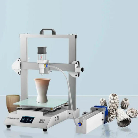 Hella Compact Foldable Ceramic 3D Printer For Clay And Liquid Deposition Molding 250Mm Build Area with sculpting project.