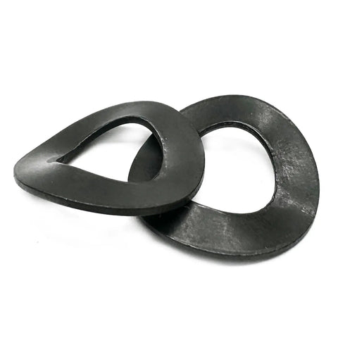M12 Metric Wave Spring Washers Forged From Heavy Duty Carbon Steel With A Sleek Black Oxidized Finish designed for screws and bolts.