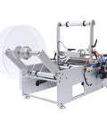 No Sweat Semi Automatic Round Bottle Labeling Machine Smooth Operator Label Applicator adjustable control panel with reels for stickers.