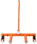 Heavy Duty Adjustable Tire Wheel Dolly Set Of Four 5500 Lbs Steel Car Mover front view, bright orange with swivel wheels and handle.