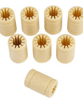 Rock Solid Polymer Linear Motion Bearings For 3D Printers Vibration Damping Slide Blocks With 8mm Shafts, eight piece pack of beige polymer bearings.