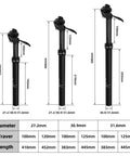 Cable-Less Hydraulic Dropper Seatpost For MTB E-Bike And Road Bikes, Dia 27.2mm 30.9mm 31.6mm, Travel 100mm 120mm 125mm