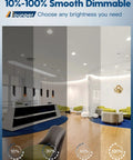 Modern room with 10-100% dimmable lighting showcasing brightness levels, featuring 12 Pack 4 Inch LED Can Lights Retrofit Recessed Downlights
