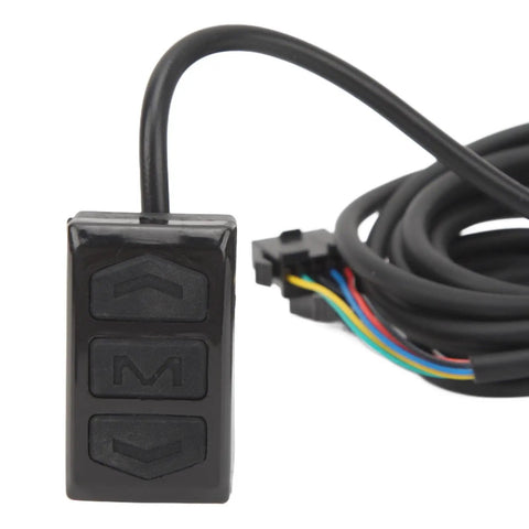 Close-up of control buttons for 22.2mm LCD Cycling Computer For E Bikes Multifunctional Display Meter with cable connection
