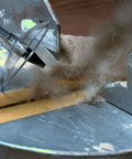 Ergonomic 6 Piece Blow Gun Kit With Variable Flow Trigger For Precise Air Control in action clearing dust from a saw table