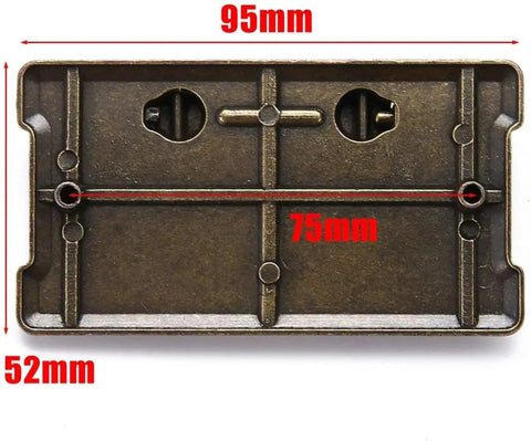 Back view of Two Pack Vintage Antique Bronze Drawer Handles With An Old School Mission Style Design and dimensions shown.