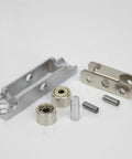 Heavy Duty Sliding Door Rollers Featuring Buttery Smooth Double Wheels Replace Stubborn Pulleys No Hassle Zinc Alloy Track Hardware Killer Performance 4 Pc Set, includes metal parts and pulleys.