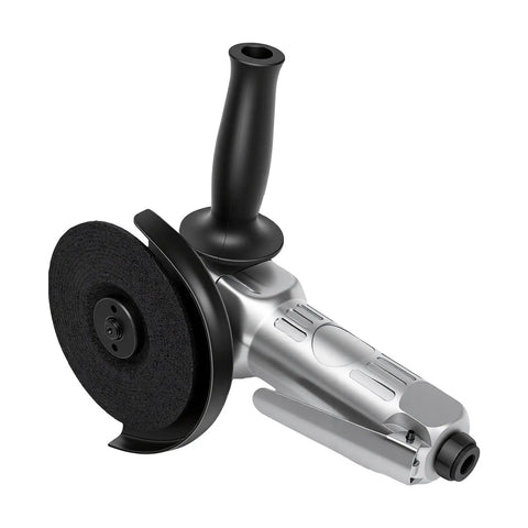 Heavy Duty Pneumatic Angle Grinder 5 Inch At 11000 Rpm with ergonomic handle and grinding disc for metal cutting.