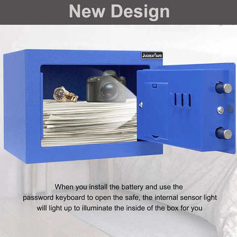 Lighted Digital Safe Box With Sensor Light Steel Construction And Hidden Lock Wall Or Cabinet Mount 0.23 Cubic Feet Ideal For Home Office Or Hotel Use Keeps Cash Jewelry And Valuables Safe And Ready In The Dark