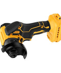 Badass Cordless Mini Circular Saw And Angle Grinder Combo Featuring A Brushless Motor That Delivers 12000 RPM side view with black and yellow design.