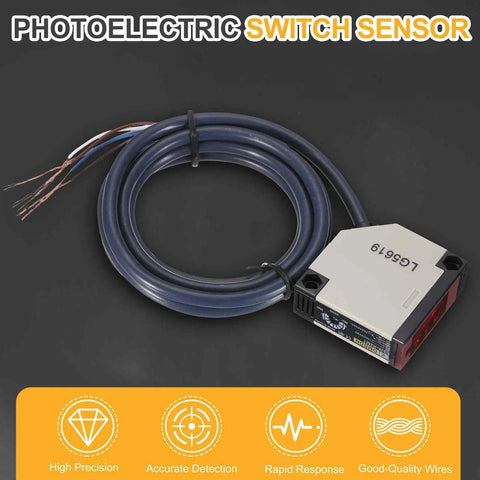 Through Beam Photoelectric Sensor Set 2 Pack 0 to 10 Meters Detection Range 12 to 240V DC and 24 to 240V AC NPN PNP NC NO Outputs