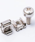 Bulletproof M6 X 20mm Rack Mount Screw Kit With Cage Nuts And Washers For Network Servers And Routers, nickel plated carbon steel hardware