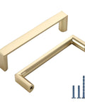 10 Pack Brushed Gold Cabinet Handles And Drawer Pulls For Kitchen Cabinets And Dressers Featuring Slick Zinc Alloy Body, 3.75 Inch Hole Spacing