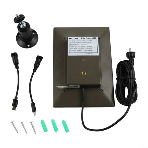 High Performance Heckin Durable Solar Panel For Trail Cameras With Integrated Power Bank, 3W 5V Monocrystalline Tech, IP66 Waterproof Housing, Type C Connection, No Fuss Setup For Wildlife Gear with mounting hardware and cables.