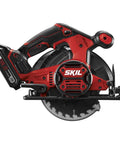 Heavy Duty 20V Cordless Circular Saw With Kickass Battery Life And Smooth Wood Cutting Performance For Weekend Warriors Hella Easy Handling side view with battery.