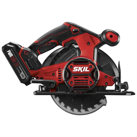 Heavy Duty 20V Cordless Circular Saw With Kickass Battery Life And Smooth Wood Cutting Performance For Weekend Warriors Hella Easy Handling side view with battery.