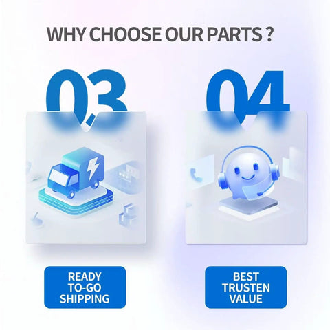 Ready to-go shipping icon and best trusten value icon with a blue theme, representing service benefits.