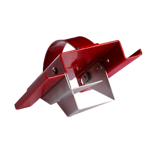 Heavy Duty 1.5 Inch Duct Board Cut Off Tool With Heat Treated Stainless Steel Blades And Steel Sled Frame from a side angle.