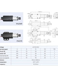 Beefy DC 6V 12V 24V Compatible Compact Linear Actuator 100mm Stroke, 33 Lbs Max Force, 150N, IP60 Rated, Quiet Gear Motor, High Duty Cycle, Short Circuit Protection, Great For Home Appliances And DIY Projects side and dimension view