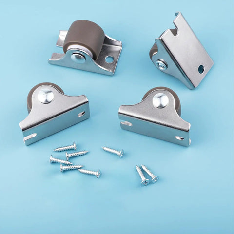 Superb One Inch Mini Caster Wheels Set Of Four Low Profile Rolling Casters With Included Screws For Couch And Table Furniture smooth roller wheels with metal brackets and screws