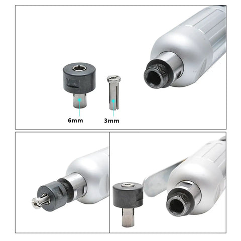 Badass Quarter Inch Pneumatic Air Die Grinder Cranking 25000 RPM With Solid Aluminum Body And Swift Swap Chuck Heads for swift swap chuck heads