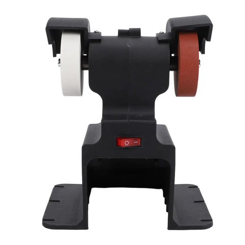 Solid Workhorse Mini Bench Grinder With Hella Strong Copper Motor And Fully Cordless Dual Grinding Wheels for sharpening and polishing.