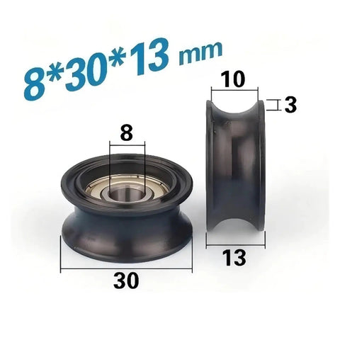 Heavy Duty Nylon Pom U Groove Pulley Wheels With Embedded Bearings For Hella Smooth Sliding Door Track Systems No Sweat Install Drawer Glides And Furniture Hardware Replacement 20 Piece Pack, size 30mm.
