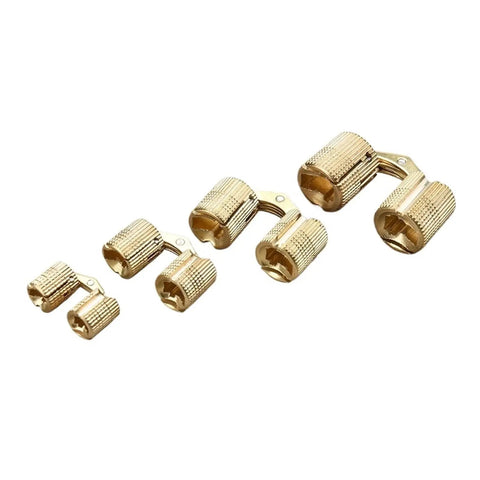 Set of 8-18mm Brass Barrel Concealed Cabinet Hinges for cabinets and small furniture doors, built tough and rust-resistant, smooth operation
