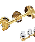 Rock Solid Brass Shower Control Valve Featuring Ceramic Cartridge Adjustable Temp Safety Switch Multi Port Diverter Standard Pipe Threads image showing brass construction and chrome handles.