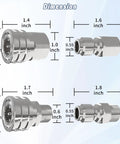 Dimension 8-piece stainless steel 3/8 in quick-connect fittings kit for pressure washers; front and side views