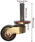 Built Ridiculous Solid Brass Casters, 1 Inch Swivel Wheel Casters With Heavy Duty Screw Stem close-up view with measurements.