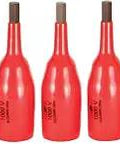 Insulated 3/8 Inch Drive Socket Set, 7 Piece Hex Kit With 3/16 To 1/2 Inch Sockets, red insulated sockets, aligned in a row