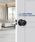 Keyed Entry Door Knob Set Matte Black 6 Pack For Exterior And Interior Doors With Lock And Key Left Or Right Handed ANSI Grade 3