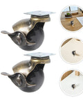 8Pack Vintage Bronze Furniture Caster Wheels With Heavy Duty Flat Plate Mount designed for easy rolling on furniture surfaces.