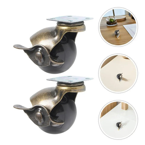 8Pack Vintage Bronze Furniture Caster Wheels With Heavy Duty Flat Plate Mount designed for easy rolling on furniture surfaces.