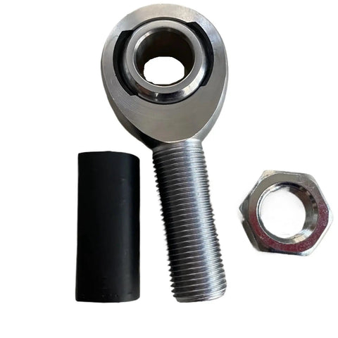 Rock Solid Steel Left Hand Thread Male Rod Ends M16 X 2.0 Pair Of Precision Heim Joints For Suspension Steering Link Upgrades showing threaded metal rod end with nut and adapter.