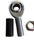 Built Tough Two Pack 16 Millimeter Male Rod Ends Steel Heim Joints Left Hand Thread Rose Joint Bearings with black sleeve and nut.