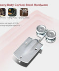 Premium 24ft Heavy Duty Galvanized Steel Exterior Sliding Barn Door Hardware Kit Featuring Rust Free Track Rollers close-up of pulley