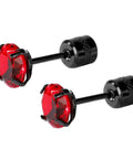Top Tier Titanium Screw Back Stud Earrings For Women And Men Featuring Hypoallergenic Surgical Steel With A Tight Security Clasp To Keep Your Everyday Fit Snappy While Showcasing Brilliant Cubic Zirconia Stones For Sensitive Ears, red CZ stones.