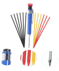 Solid Grip Mechanical Carpenter Pencil Set With Interchangeable Refills Featuring Wide Mouth Deep Hole Marker Heavy Duty Woodworking Gear For Framers Inspectors And Tradesmen Tight Fit Build Job Site Ready with assorted refills.